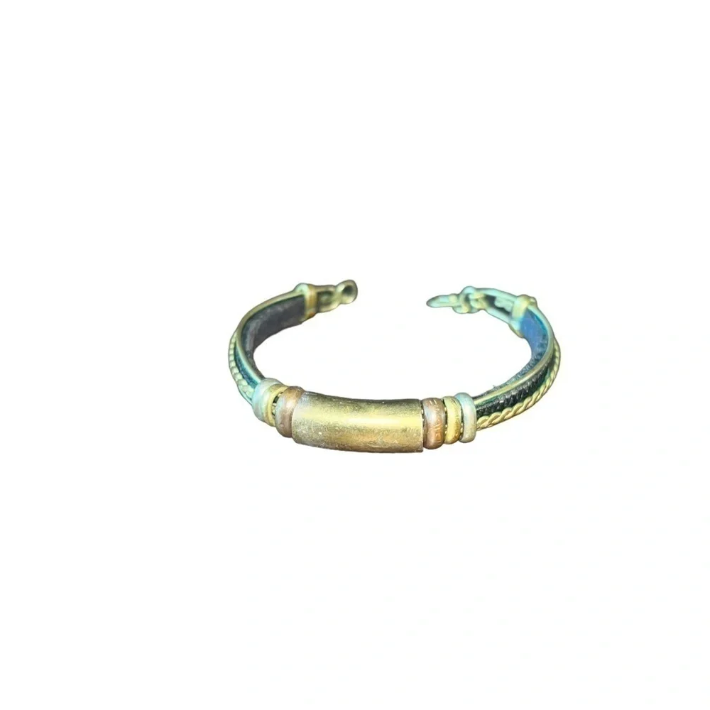 Men’s Brass Leather Bangles Bracelets Jewelry Ethnic Handmade